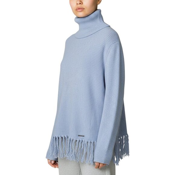 Michael Kors Silver Grey Turtleneck Fringe Sweater Women's Size L - Picture 1 of 9